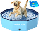 COMMOUDS Foldable Dog Pool, Collapsible Hard Plastic Dog Kiddie Swimming Pool, Portable Pet Bath Tub Wading Pool for Kids and Puppy Small Medium Large Dog
